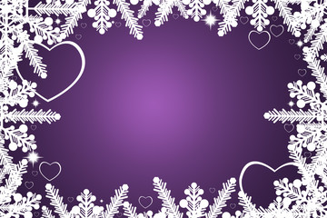 White snowflakes beautiful on a purple background