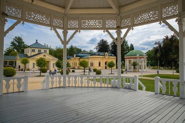 Pedestrian precinct - Center of resort Frantiskovy Lazne (Franzensbad) - great Bohemian spa town is situated north of historical city Cheb in the west part of the Czech Republic (region Karlovy Vary)