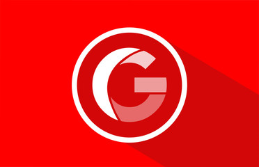 long shadow G red letter logo alphabet for company icon design