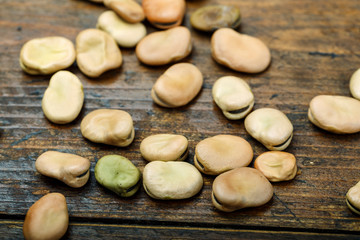 dry beans on a wooden background