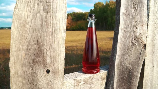 bottle with refreshing red lemonade