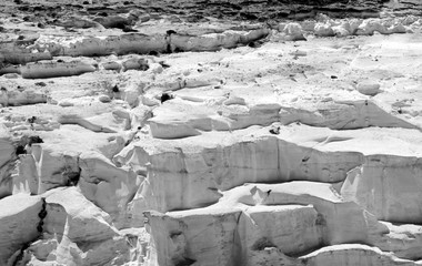 Lunar landscape at Sarakiniko on Milos island, Cyclades Islands, Greece