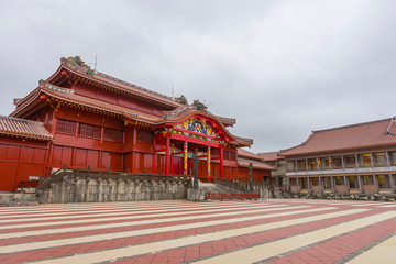 Beautiful Shuri Castle, world heritage site of Naha, Okinawa, Japan.