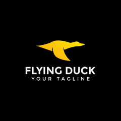 Flying Duck, Goose, Swan Logo Design Template