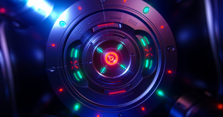 Abstract concept of sci-fi sphere cyborg robot. Background for cyber crypto security. 3d illustration