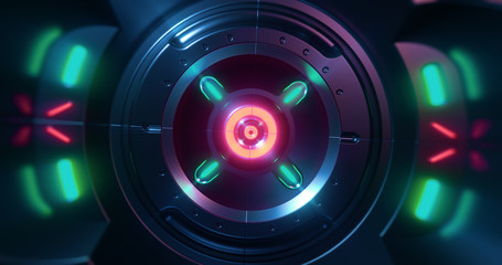 Abstract concept of sci-fi sphere cyborg robot. Background for cyber crypto security. 3d illustration