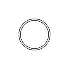 Decorative round zigzag stitched border or sewing machine seams fabric structure circle frame the vector illustration isolated on white background. Textile embellishment.