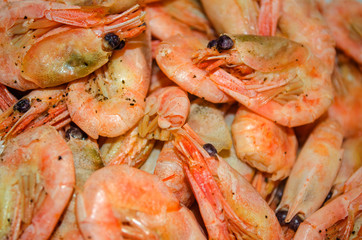 delicious boiled shrimp served on a dish