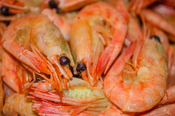 delicious boiled shrimp served on a dish