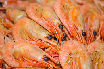delicious boiled shrimp served on a dish