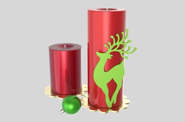 Christmas Candles with Golden Base and Deer for Decoration