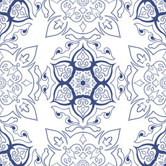 Oriental traditional ornament,Mediterranean seamless pattern, tile design, vector illustration сan be used for desktop wallpaper for a wall hanging or poster, pattern fills, surface textures, textile.
