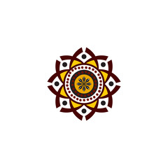 Aboriginal art dots painting icon logo design vector template
