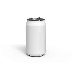 Aluminium can mockup. Blank metallic soda can. Isolated on white background.