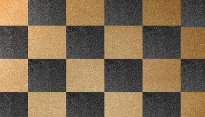 Gold and gray color concrete wall a chess cell. wall background for texture