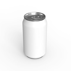 Aluminium can mockup. Blank metallic soda can. Isolated on white background.