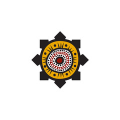 Aboriginal art dots painting icon logo design vector template