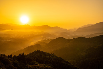 sunrise in mountains, Takachiho, Miyazaki