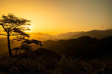 sunrise in mountains, Takachiho, Miyazaki