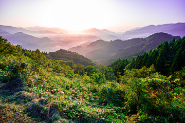 sunrise in mountains, Takachiho, Miyazaki