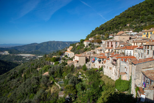 The 12th century French village of Peille in the French Alps