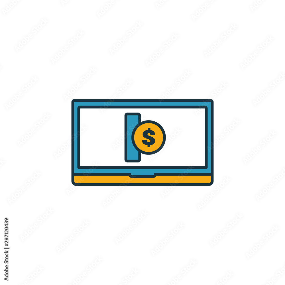 Poster online donation outline icon. thin line element from crowdfunding icons collection. ui and ux. pixel
