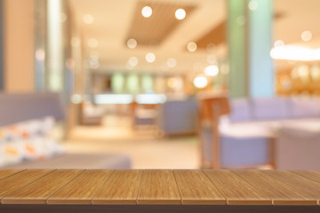 wooden  shelves with view blurred backdrop.you can used for display products. or add your own text on space.