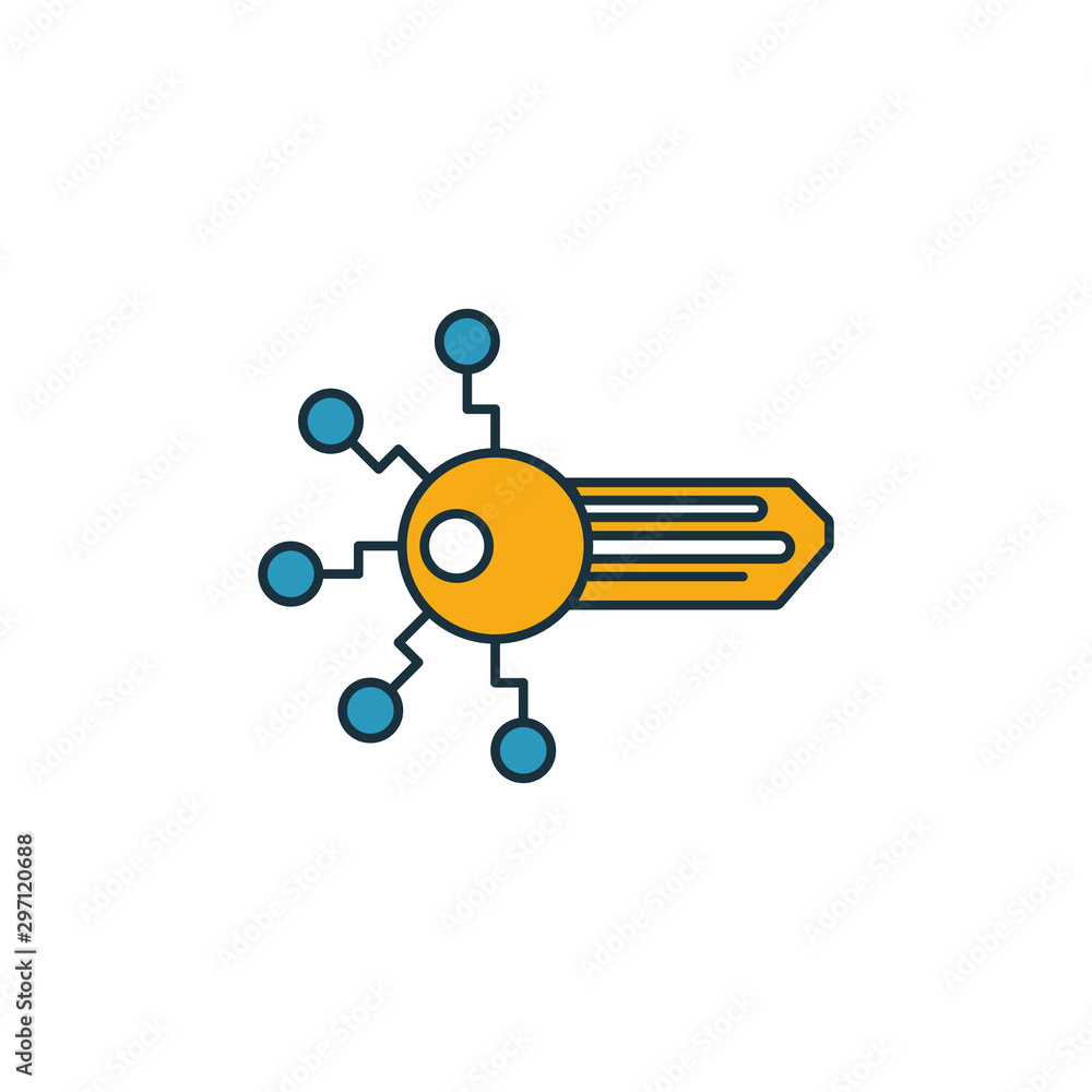 Poster digital key icon set. four elements in diferent styles from crypto currency icons collection. creati