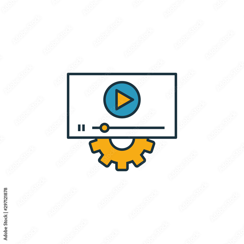 Aufkleber video services icon set. four elements in diferent styles from design ui and ux icons collection. cr
