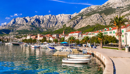 Splendid Makarska riviera - popular tourist destination in Dalmatia. Croatia travel - obrazy, fototapety, plakaty