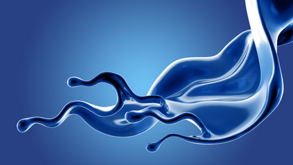 Splash fluid. 3d illustration, 3d rendering.