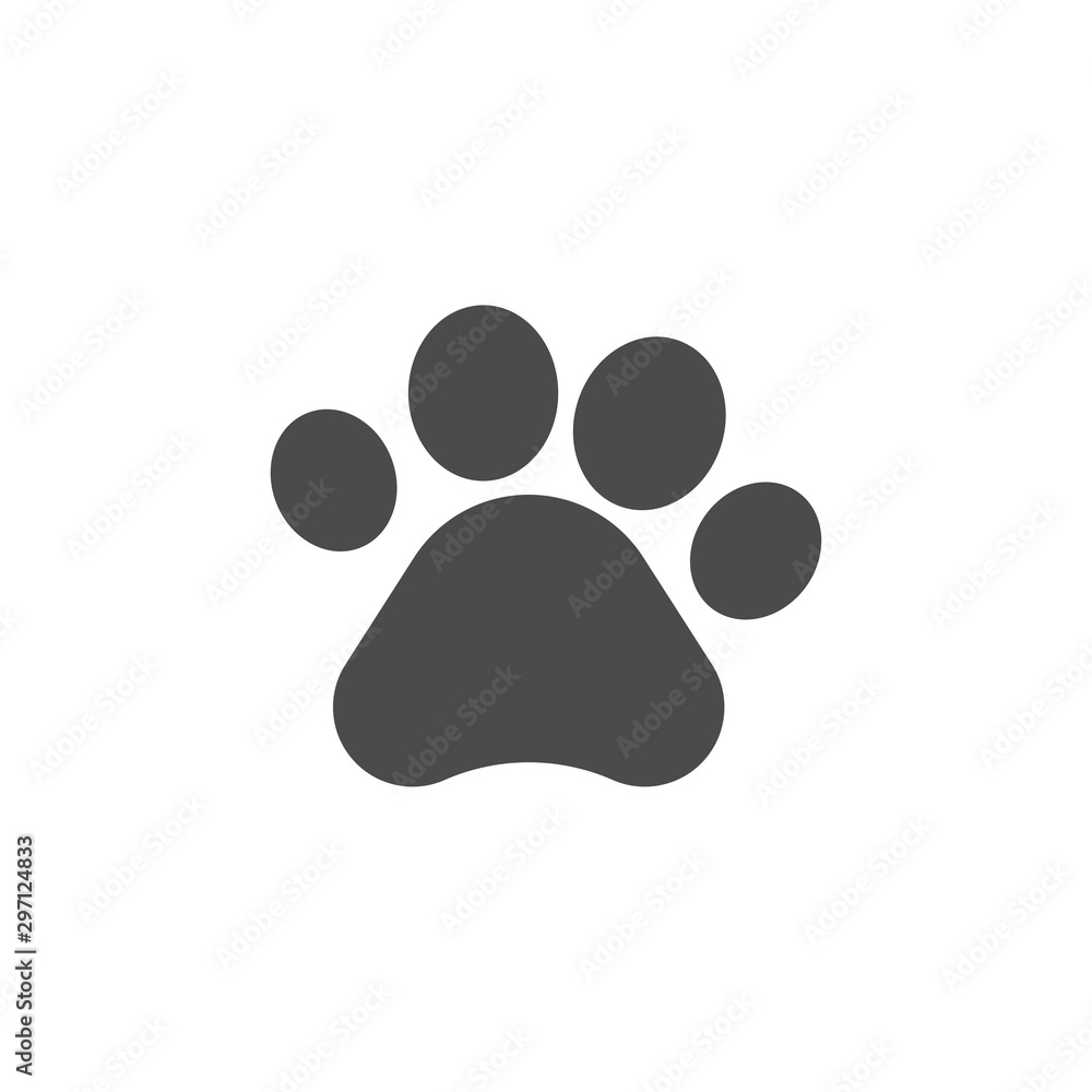 Poster Paw print icon vector. Linear style sign for mobile concept and web design. Paw symbol illustration. Pixel vector graphics - Vector.