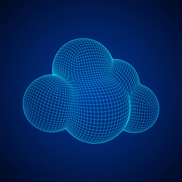 Concept of cloud computing service technology. Wireframe low poly mesh vector illustration