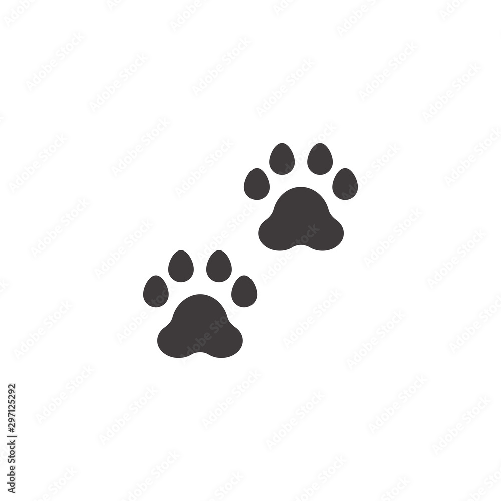 Poster Paw print icon vector. Linear style sign for mobile concept and web design. Paw symbol illustration. Pixel vector graphics - Vector.