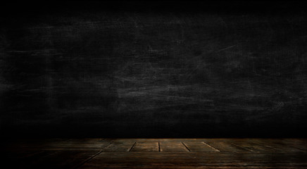 Background of empty room, concrete wall, wooden floor.