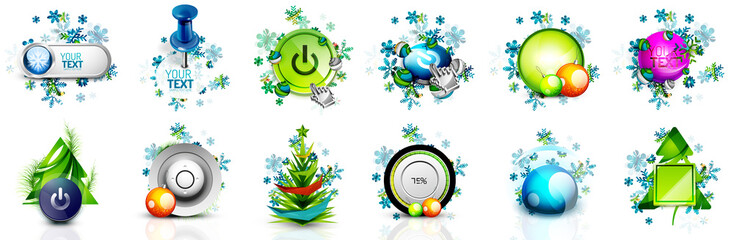 Collection of Christmas and New Year decorations buttons