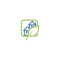 home eco with leaf logo template