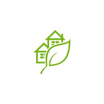 home eco with leaf logo template