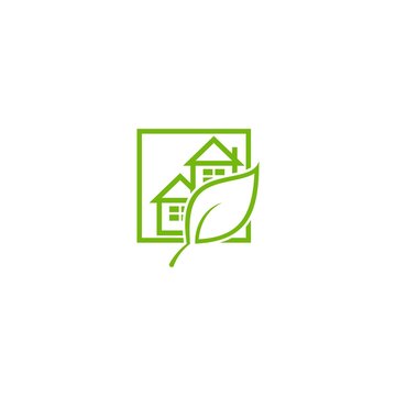home eco with leaf logo template