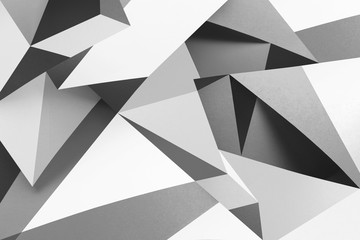 Geometric shapes in black and white, abstract background