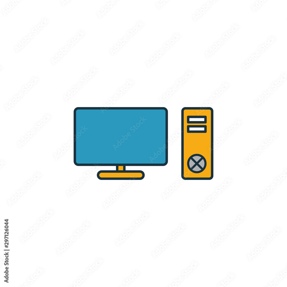 Aufkleber computer icon set. four elements in diferent styles from household icons collection. creative comput