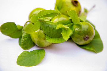 fresh guava fruit on white background