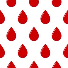 Red blood drops background. Seamless pattern. Red drops of blood on white background.