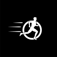 Running man icon isolated on black background