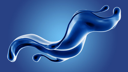 Splash fluid. 3d illustration, 3d rendering.