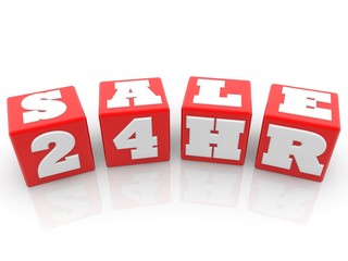 Sale 24 HR concept on red cubes