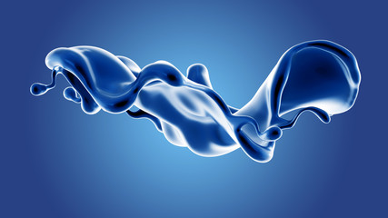 Splash fluid. 3d illustration, 3d rendering.