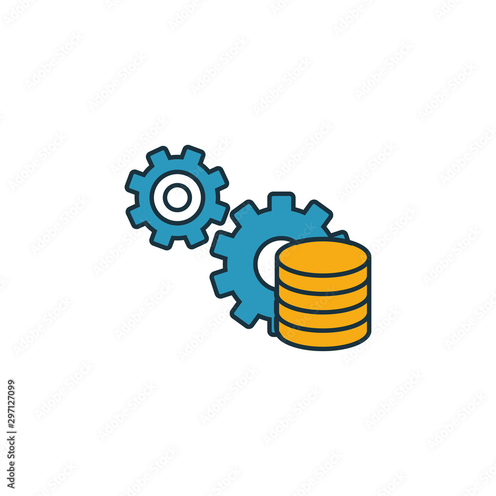 Poster data management icon set. four elements in diferent styles from industry 4.0 icons collection. creat