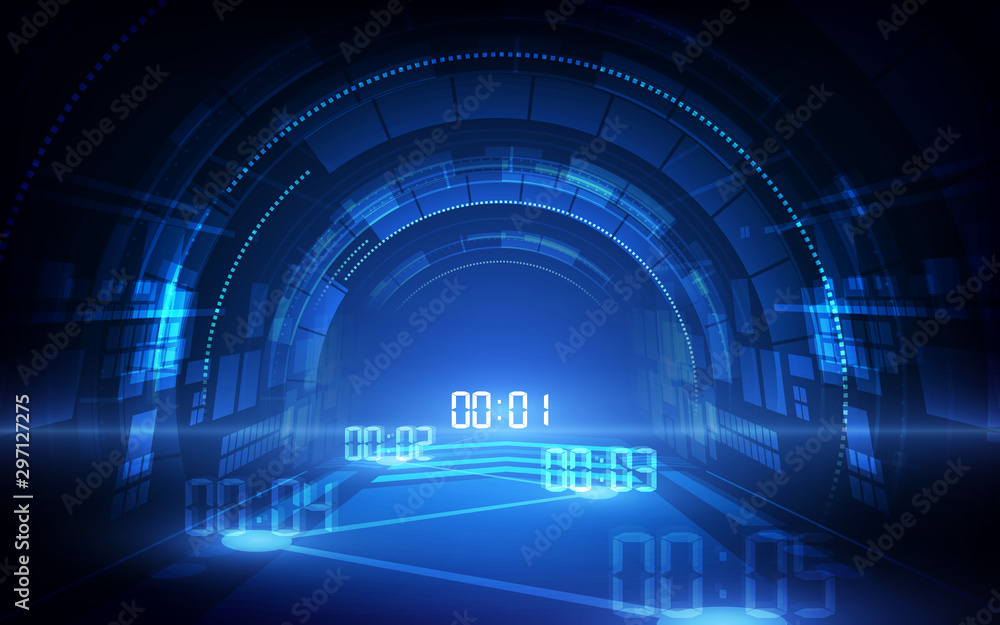 Poster abstract futuristic technology background with digital number timer concept and countdown, vector tr