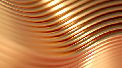 Naklejka premium Tło złotej fali. Ilustracja, renderowanie 3d.